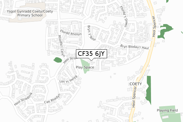 CF35 6JY map - large scale - OS Open Zoomstack (Ordnance Survey)