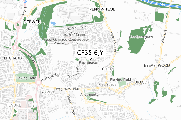 CF35 6JY map - small scale - OS Open Zoomstack (Ordnance Survey)