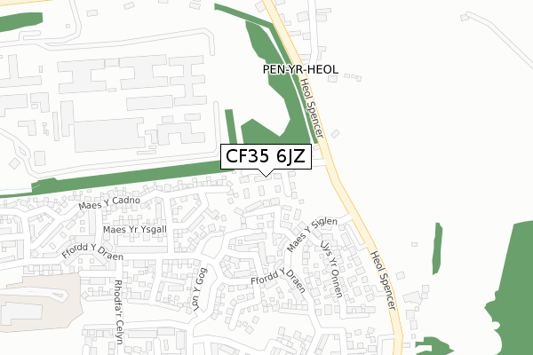 CF35 6JZ map - large scale - OS Open Zoomstack (Ordnance Survey)
