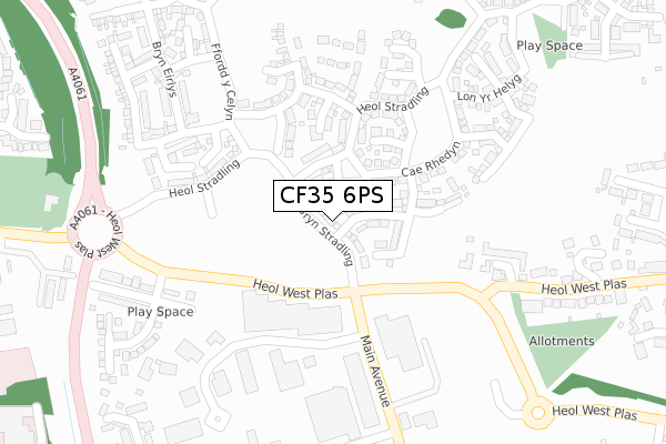 CF35 6PS map - large scale - OS Open Zoomstack (Ordnance Survey)