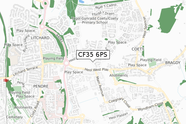 CF35 6PS map - small scale - OS Open Zoomstack (Ordnance Survey)