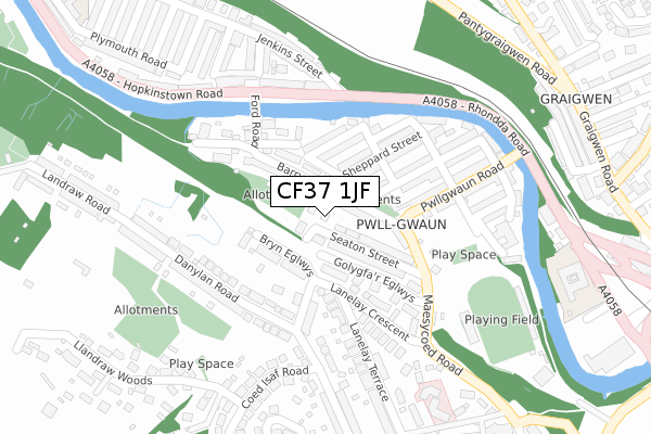 CF37 1JF map - large scale - OS Open Zoomstack (Ordnance Survey) CF37 1JF map - large scale - OS Open Zoomstack (Ordnance Survey)