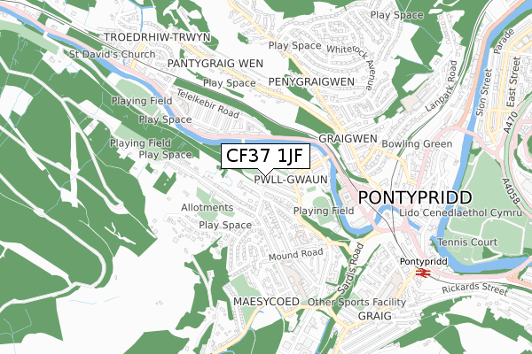 CF37 1JF map - small scale - OS Open Zoomstack (Ordnance Survey) CF37 1JF map - small scale - OS Open Zoomstack (Ordnance Survey)
