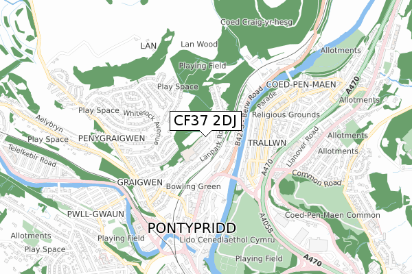 CF37 2DJ map - small scale - OS Open Zoomstack (Ordnance Survey) CF37 2DJ map - small scale - OS Open Zoomstack (Ordnance Survey)