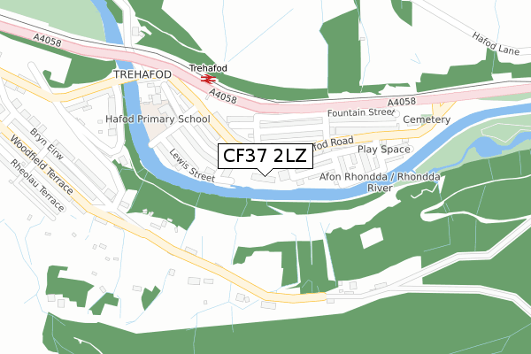 CF37 2LZ map - large scale - OS Open Zoomstack (Ordnance Survey)