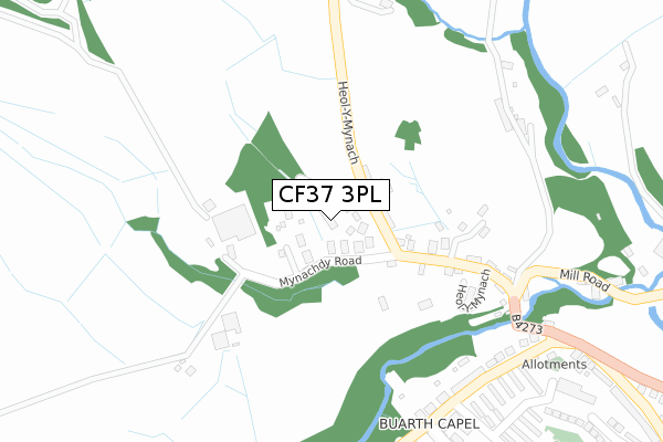 CF37 3PL map - large scale - OS Open Zoomstack (Ordnance Survey)