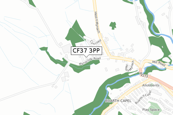 CF37 3PP map - large scale - OS Open Zoomstack (Ordnance Survey)