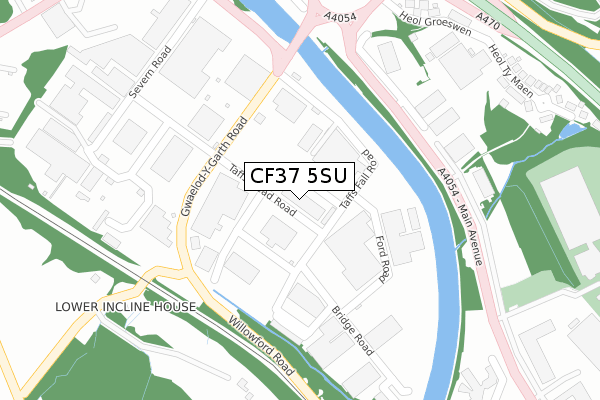 CF37 5SU map - large scale - OS Open Zoomstack (Ordnance Survey)