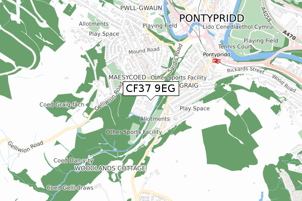 CF37 9EG map - small scale - OS Open Zoomstack (Ordnance Survey) CF37 9EG map - small scale - OS Open Zoomstack (Ordnance Survey)