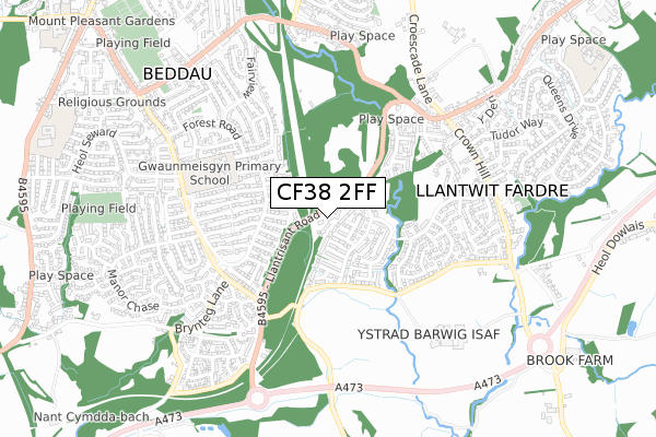 CF38 2FF map - small scale - OS Open Zoomstack (Ordnance Survey) CF38 2FF map - small scale - OS Open Zoomstack (Ordnance Survey)