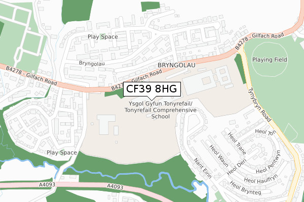 CF39 8HG map - large scale - OS Open Zoomstack (Ordnance Survey)