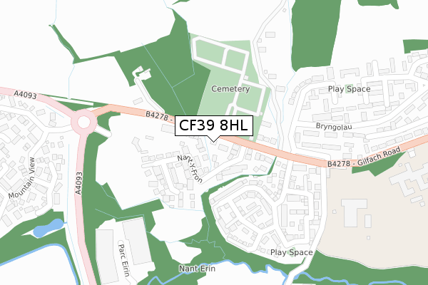 CF39 8HL map - large scale - OS Open Zoomstack (Ordnance Survey)