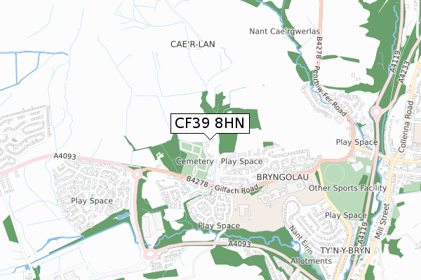 CF39 8HN map - small scale - OS Open Zoomstack (Ordnance Survey) CF39 8HN map - small scale - OS Open Zoomstack (Ordnance Survey)