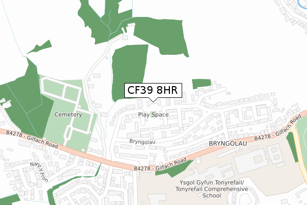 CF39 8HR map - large scale - OS Open Zoomstack (Ordnance Survey)