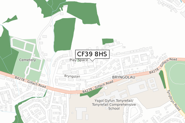 CF39 8HS map - large scale - OS Open Zoomstack (Ordnance Survey)