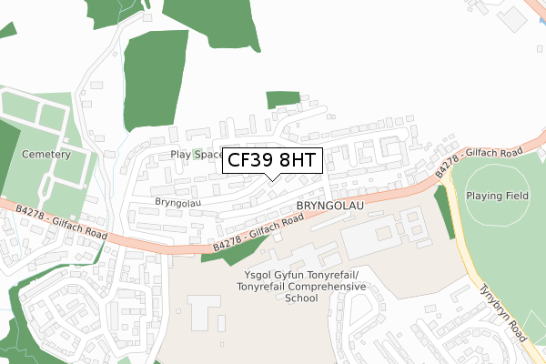 CF39 8HT map - large scale - OS Open Zoomstack (Ordnance Survey)