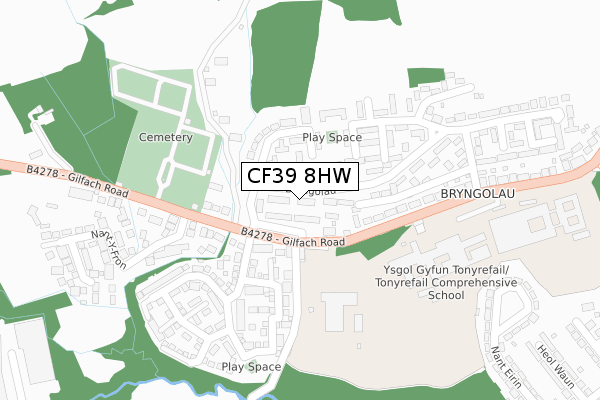 CF39 8HW map - large scale - OS Open Zoomstack (Ordnance Survey)