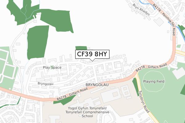 CF39 8HY map - large scale - OS Open Zoomstack (Ordnance Survey)