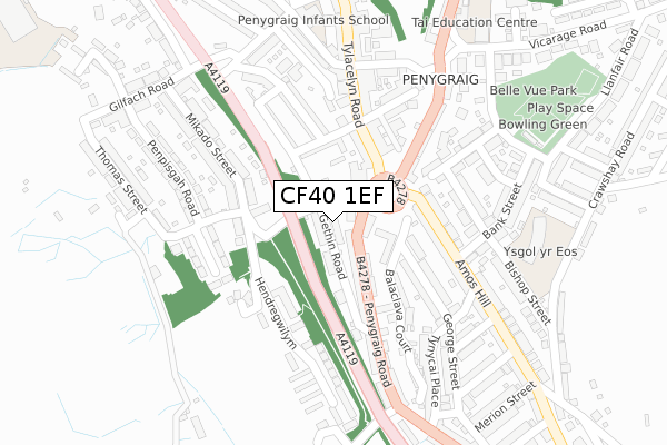 CF40 1EF map - large scale - OS Open Zoomstack (Ordnance Survey)