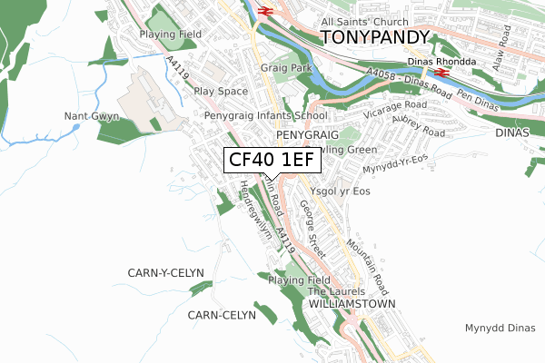 CF40 1EF map - small scale - OS Open Zoomstack (Ordnance Survey)