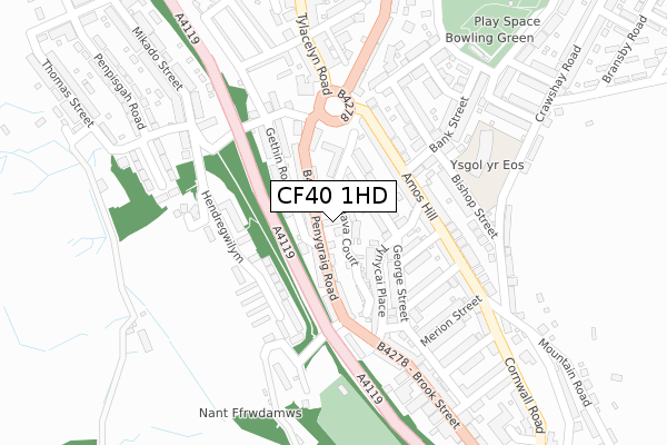 CF40 1HD map - large scale - OS Open Zoomstack (Ordnance Survey)