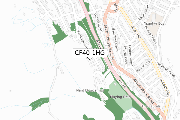 CF40 1HG map - large scale - OS Open Zoomstack (Ordnance Survey)