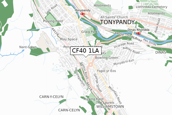 CF40 1LA map - small scale - OS Open Zoomstack (Ordnance Survey)