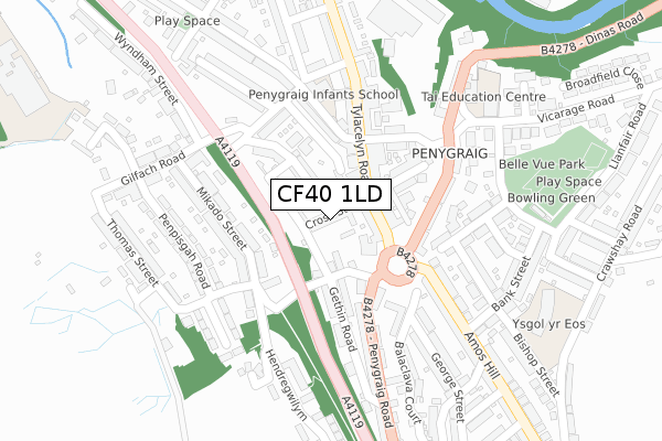 CF40 1LD map - large scale - OS Open Zoomstack (Ordnance Survey) CF40 1LD map - large scale - OS Open Zoomstack (Ordnance Survey)