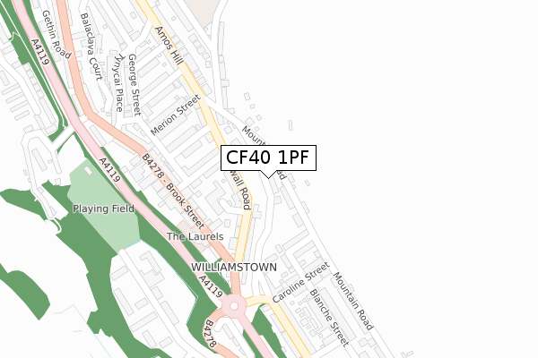 CF40 1PF map - large scale - OS Open Zoomstack (Ordnance Survey) CF40 1PF map - large scale - OS Open Zoomstack (Ordnance Survey)