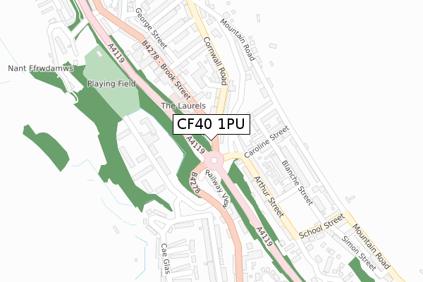 CF40 1PU map - large scale - OS Open Zoomstack (Ordnance Survey)