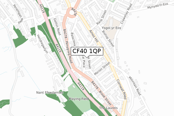 CF40 1QP map - large scale - OS Open Zoomstack (Ordnance Survey)