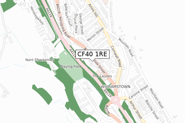 CF40 1RE map - large scale - OS Open Zoomstack (Ordnance Survey)