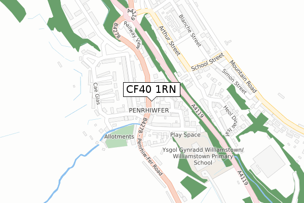 CF40 1RN map - large scale - OS Open Zoomstack (Ordnance Survey) CF40 1RN map - large scale - OS Open Zoomstack (Ordnance Survey)