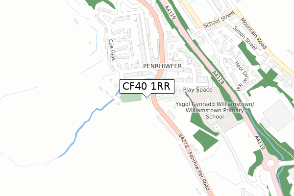 CF40 1RR map - large scale - OS Open Zoomstack (Ordnance Survey)