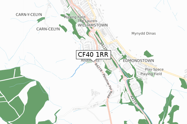 CF40 1RR map - small scale - OS Open Zoomstack (Ordnance Survey)