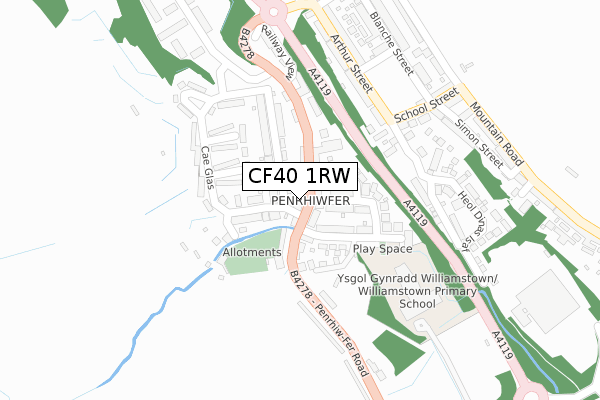 CF40 1RW map - large scale - OS Open Zoomstack (Ordnance Survey)