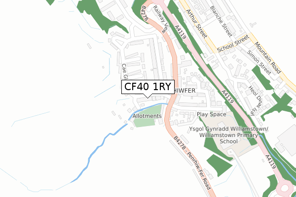 CF40 1RY map - large scale - OS Open Zoomstack (Ordnance Survey)