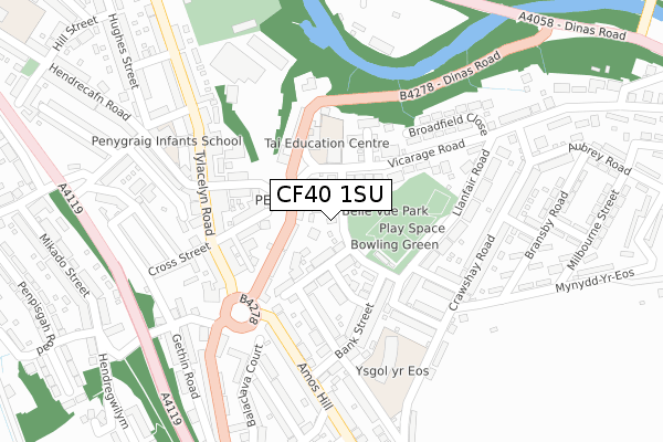 CF40 1SU map - large scale - OS Open Zoomstack (Ordnance Survey)