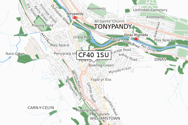 CF40 1SU map - small scale - OS Open Zoomstack (Ordnance Survey)