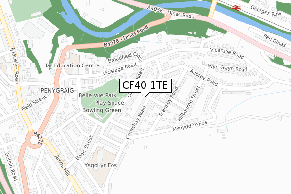 CF40 1TE map - large scale - OS Open Zoomstack (Ordnance Survey)
