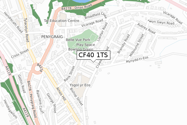 CF40 1TS map - large scale - OS Open Zoomstack (Ordnance Survey) CF40 1TS map - large scale - OS Open Zoomstack (Ordnance Survey)