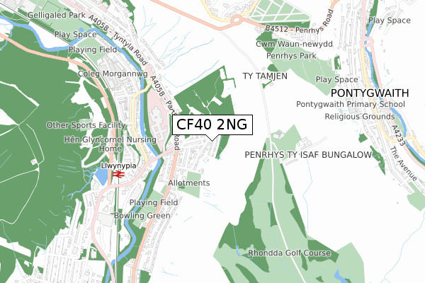 CF40 2NG map - small scale - OS Open Zoomstack (Ordnance Survey)