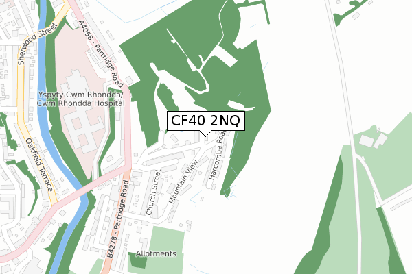 CF40 2NQ map - large scale - OS Open Zoomstack (Ordnance Survey)
