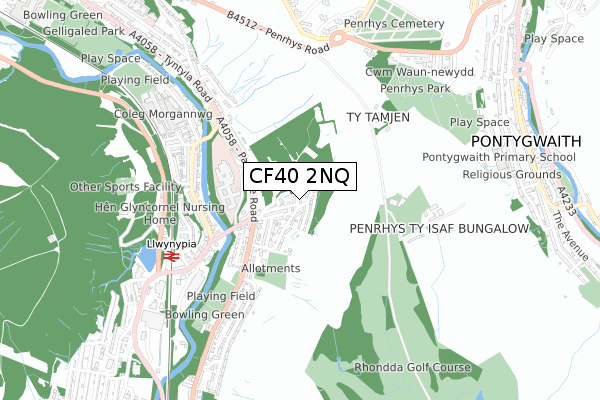 CF40 2NQ map - small scale - OS Open Zoomstack (Ordnance Survey)