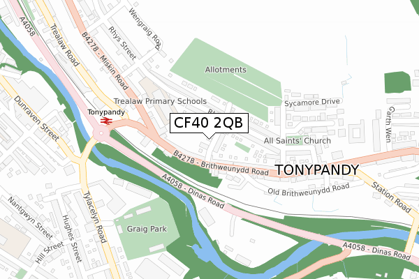 CF40 2QB map - large scale - OS Open Zoomstack (Ordnance Survey)