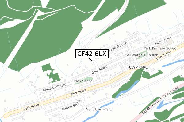 CF42 6LX map - large scale - OS Open Zoomstack (Ordnance Survey)