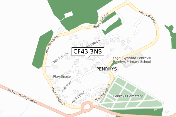 CF43 3NS map - large scale - OS Open Zoomstack (Ordnance Survey)
