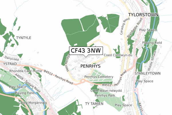 CF43 3NW map - small scale - OS Open Zoomstack (Ordnance Survey)