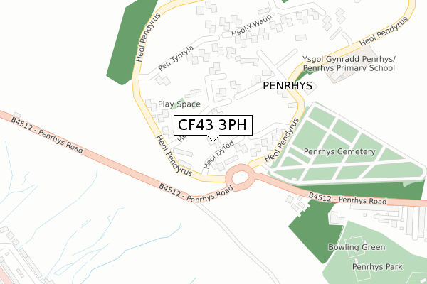 CF43 3PH map - large scale - OS Open Zoomstack (Ordnance Survey)