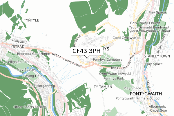 CF43 3PH map - small scale - OS Open Zoomstack (Ordnance Survey)